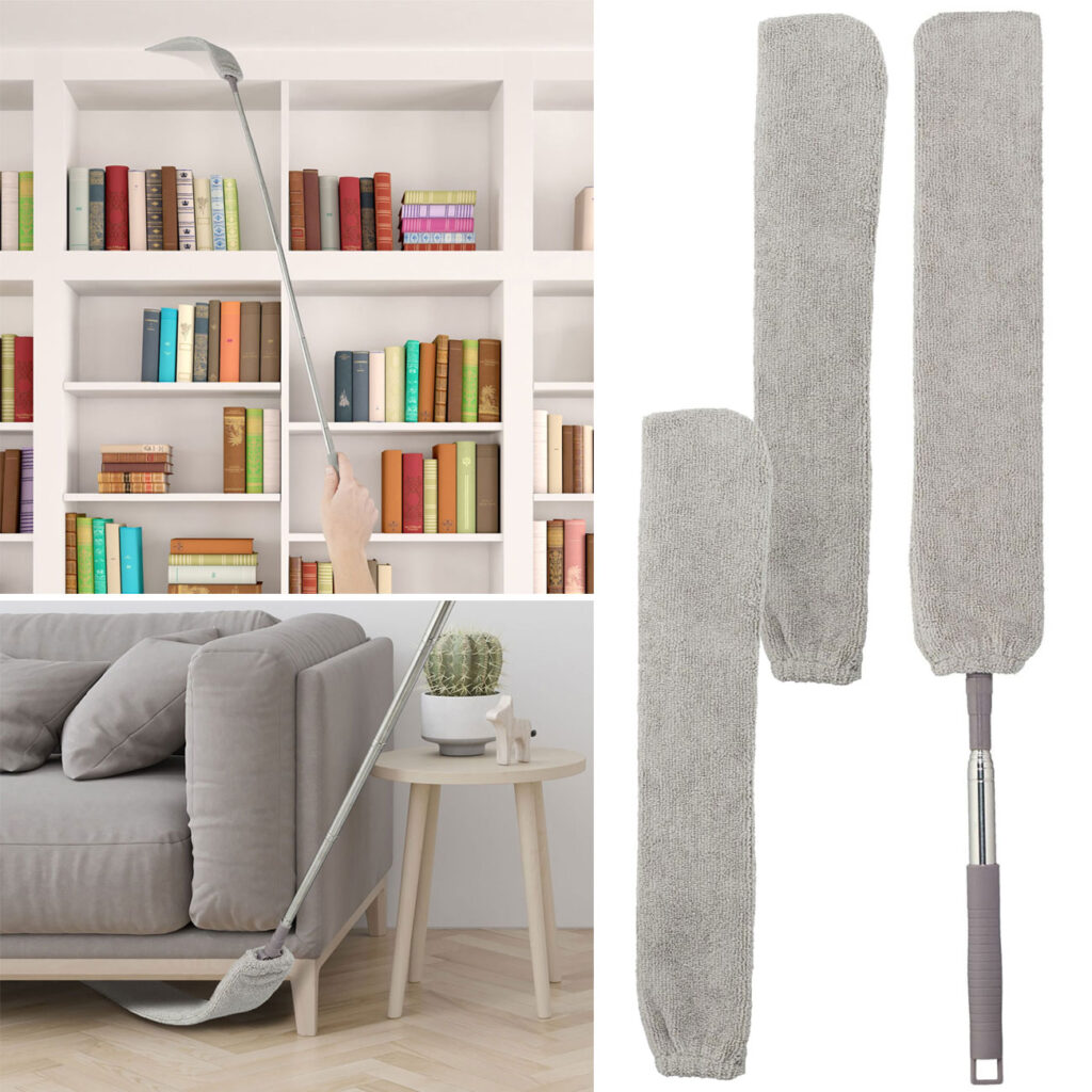 Flacher Teleskop-Staubwedel mit 3 waschbaren Bezügen