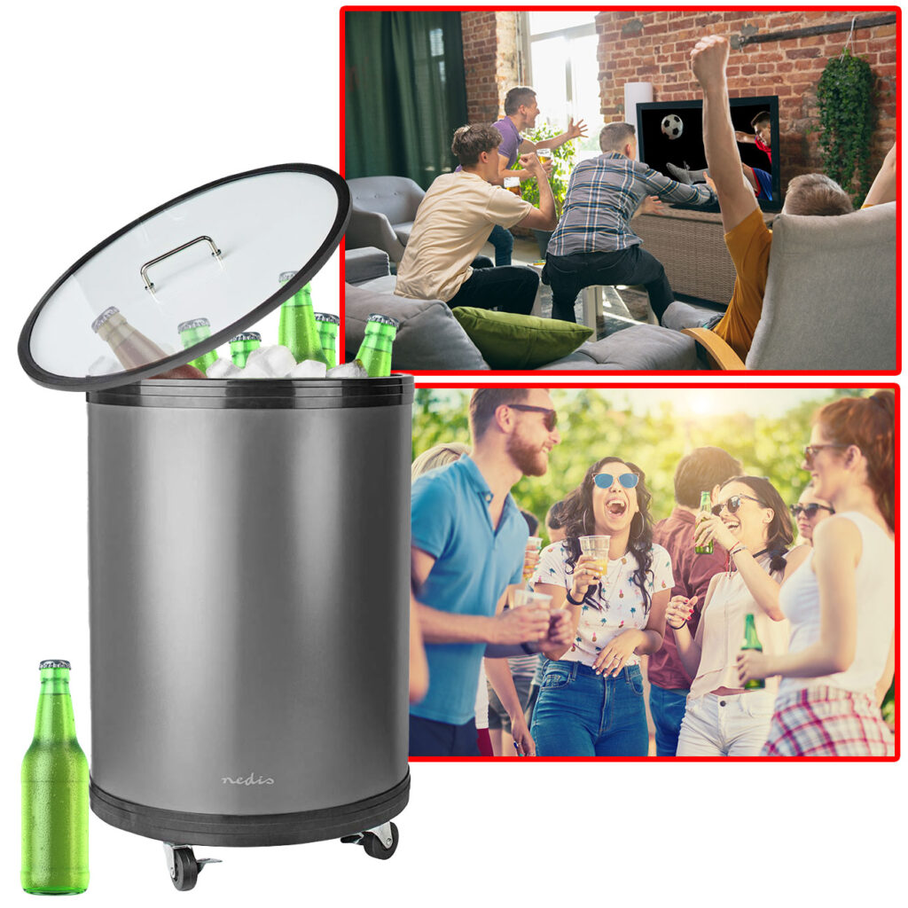 Mobiler Getränkekühlschrank, Partykühler mit Thermostat, 30 l, Aluminium