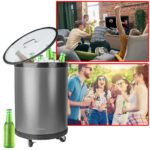 Mobiler Getränkekühlschrank, Partykühler mit Thermostat, 30 l, Aluminium Mobiler Getränkekühlschrank, Partykühler mit Thermostat, 30 l, Aluminium