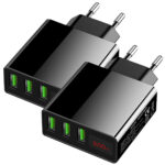 2er-Set Intelligentes 3-Port USB-Netzteil mit LED-Anzeige, schwarz