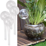 4er-Set Bewässerungskugeln aus Glas, transparent, Ø 6 x H 15 cm