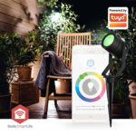 3er-Set SmartLife Gartenstrahler, Wifi Gartenleuchte mit Erdspiess, RGB, IP65, App, 3x 3 W