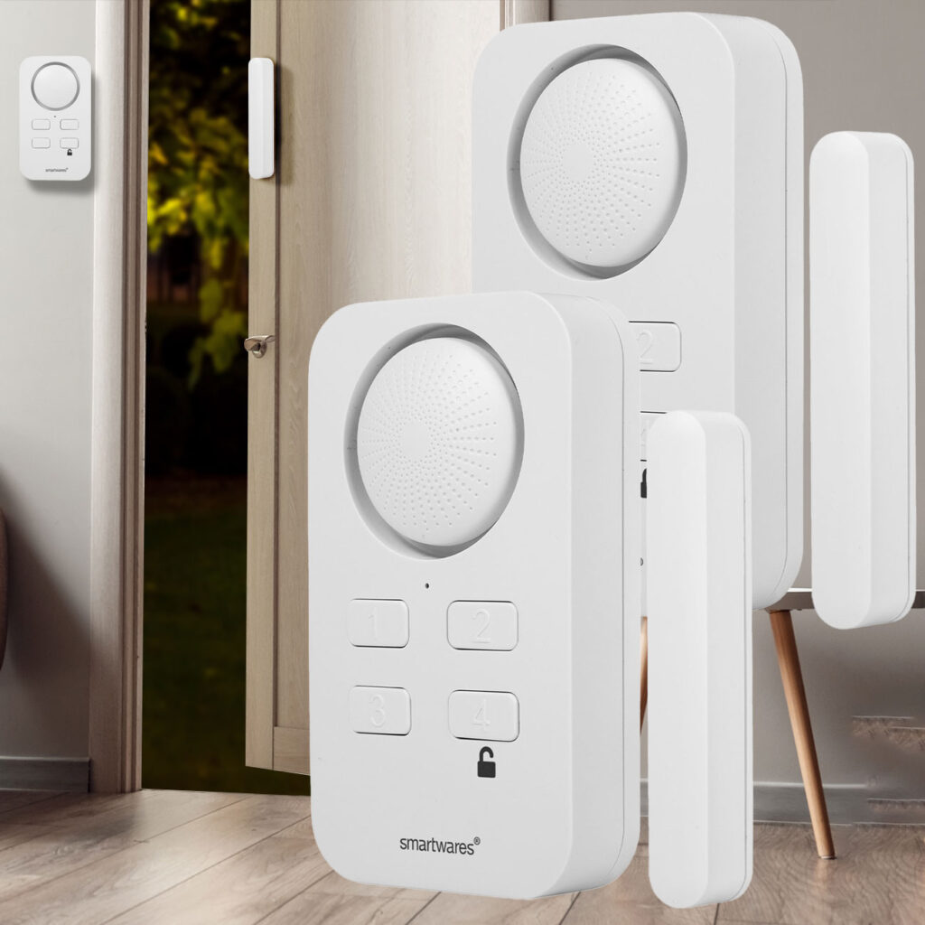 2er-Set Türen- und Fensteralarralarm, Bewegungssensor, Alarmton 90dB