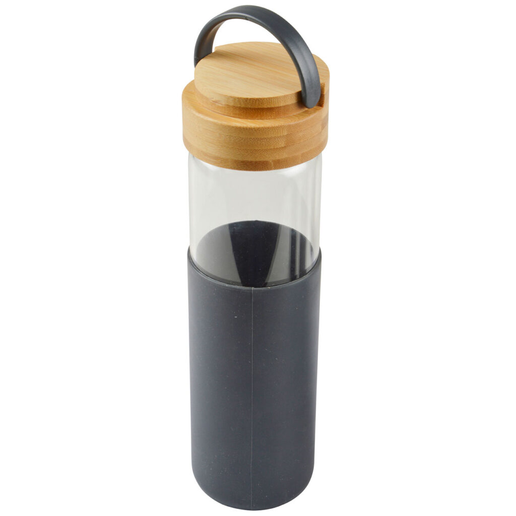 Glas- und Bambusflasche mit Silikonschutz, 0,55 l