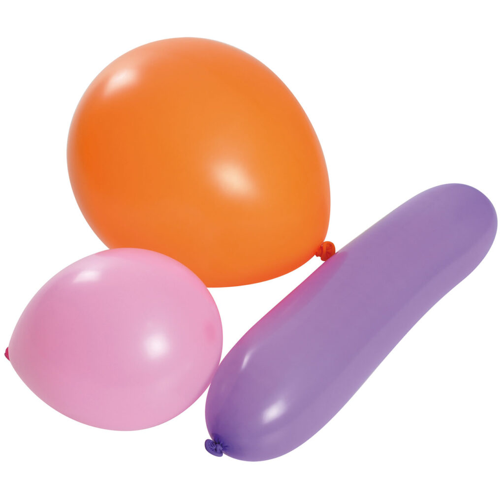 Luftballons, 25er-Set, in bunten Farben und versch. Formen, Latex