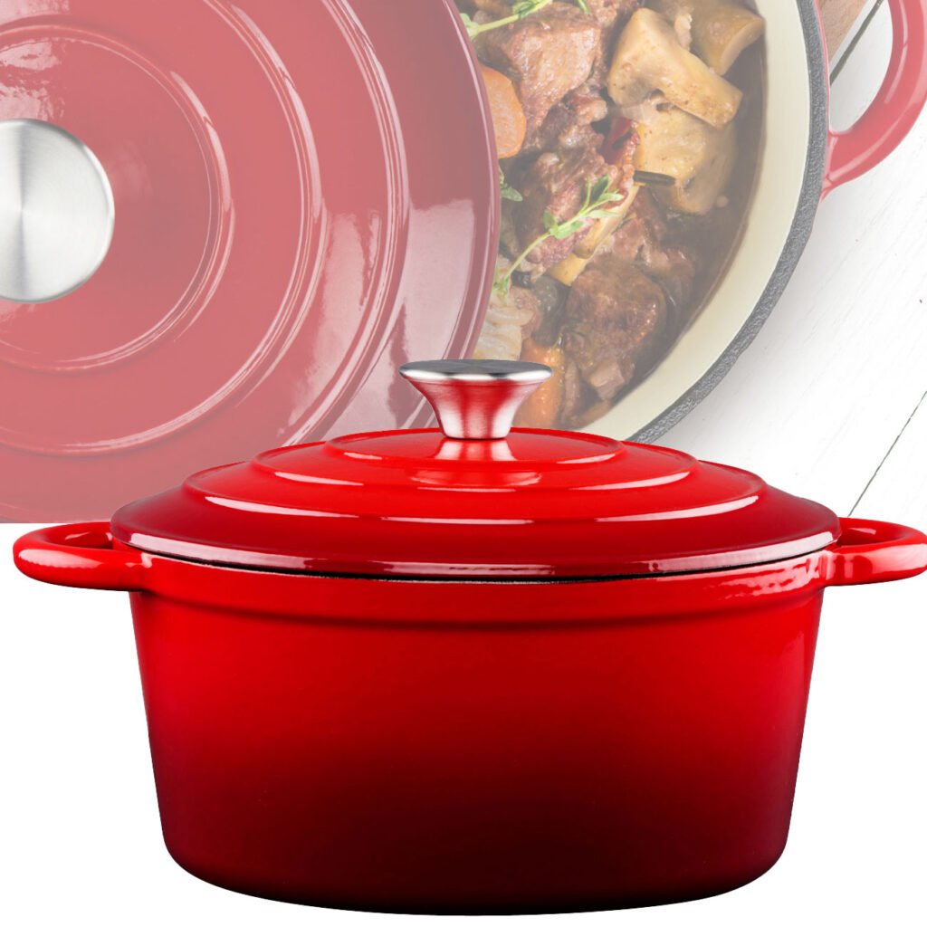 Gusseisen-Topf, emailliert, Ø 24 cm x 11,8 cm, rot