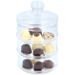 Glasbehälter mit drei Ebenen, inkl. Deckel, 12cm Ø, 23cm hoch