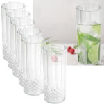 Longdrink-Gläser aus Kunststoff mit Kristalleffekt, 6 Stück, 400ml
