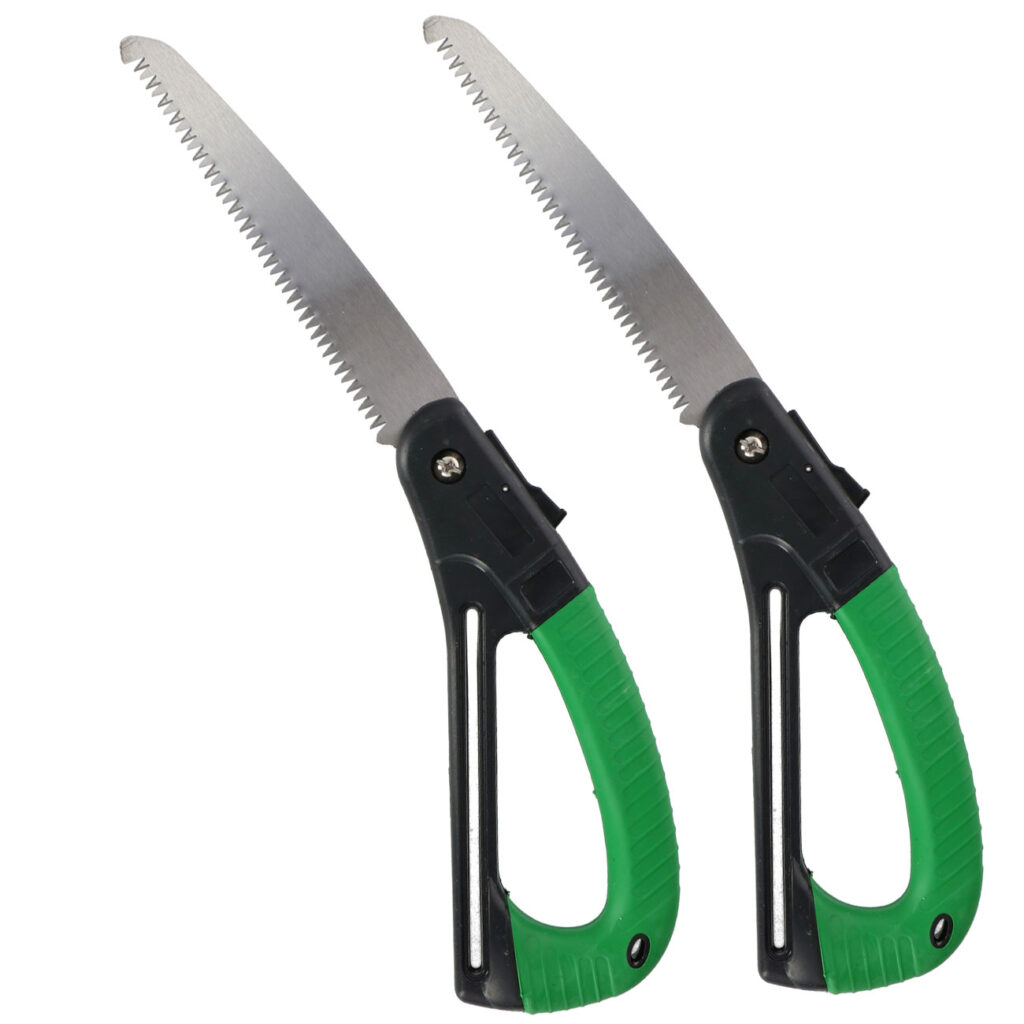 2er-Set Klappbare Handsäge mit Handschutz, Anti-Rutsch-Griff, grün