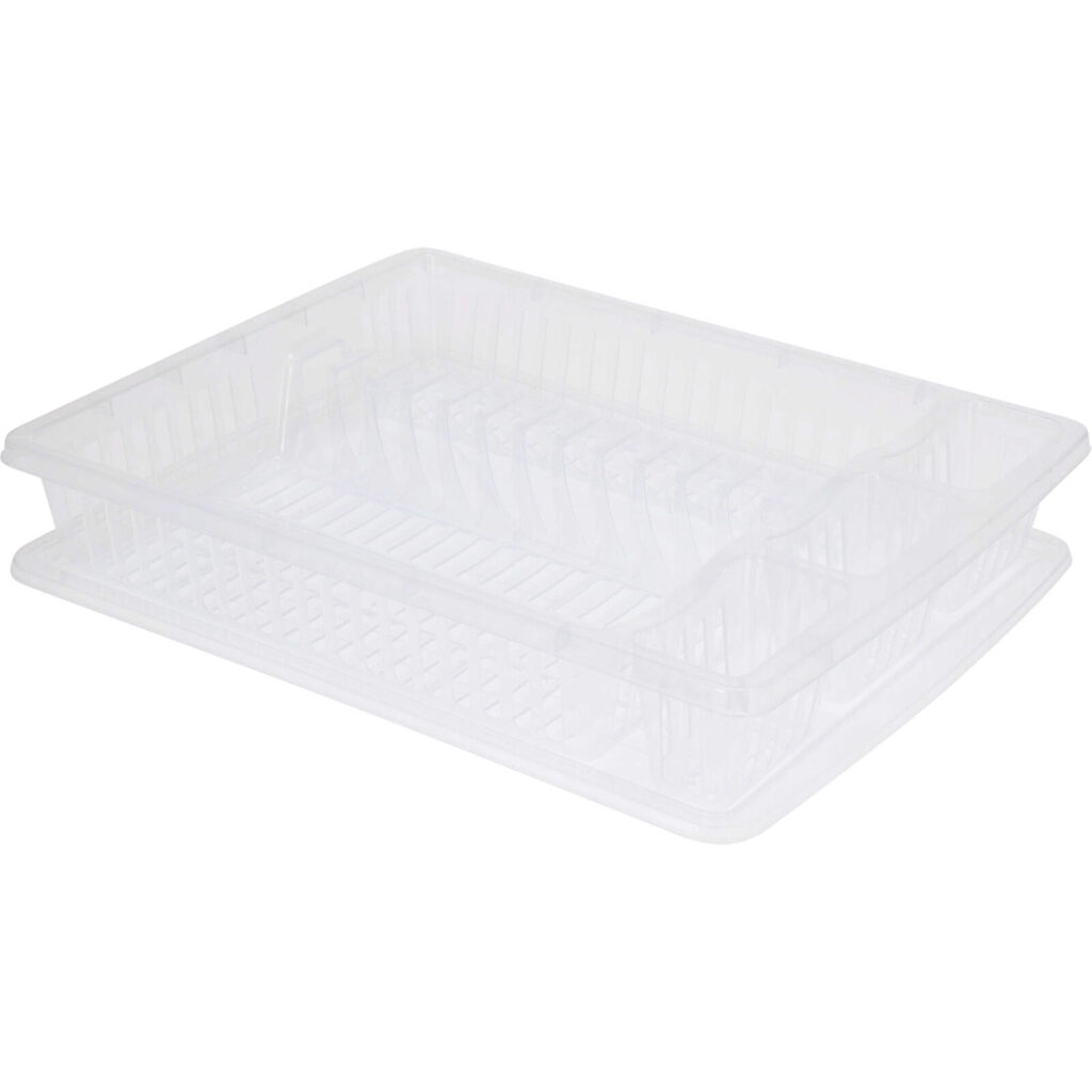 Geschirr-Abtropfkorb, transparent-weiss, 47 x 37 x 8,5 cm