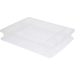 Geschirr-Abtropfkorb, transparent-weiss, 47 x 37 x 8,5 cm Geschirr-Abtropfkorb, transparent-weiss, 47 x 37 x 8,5 cm