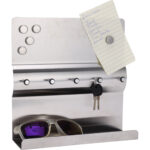 Schlüsselbrett mit 5 Haken, Magnetwand und Ablage, 24 x 24 x 7 cm