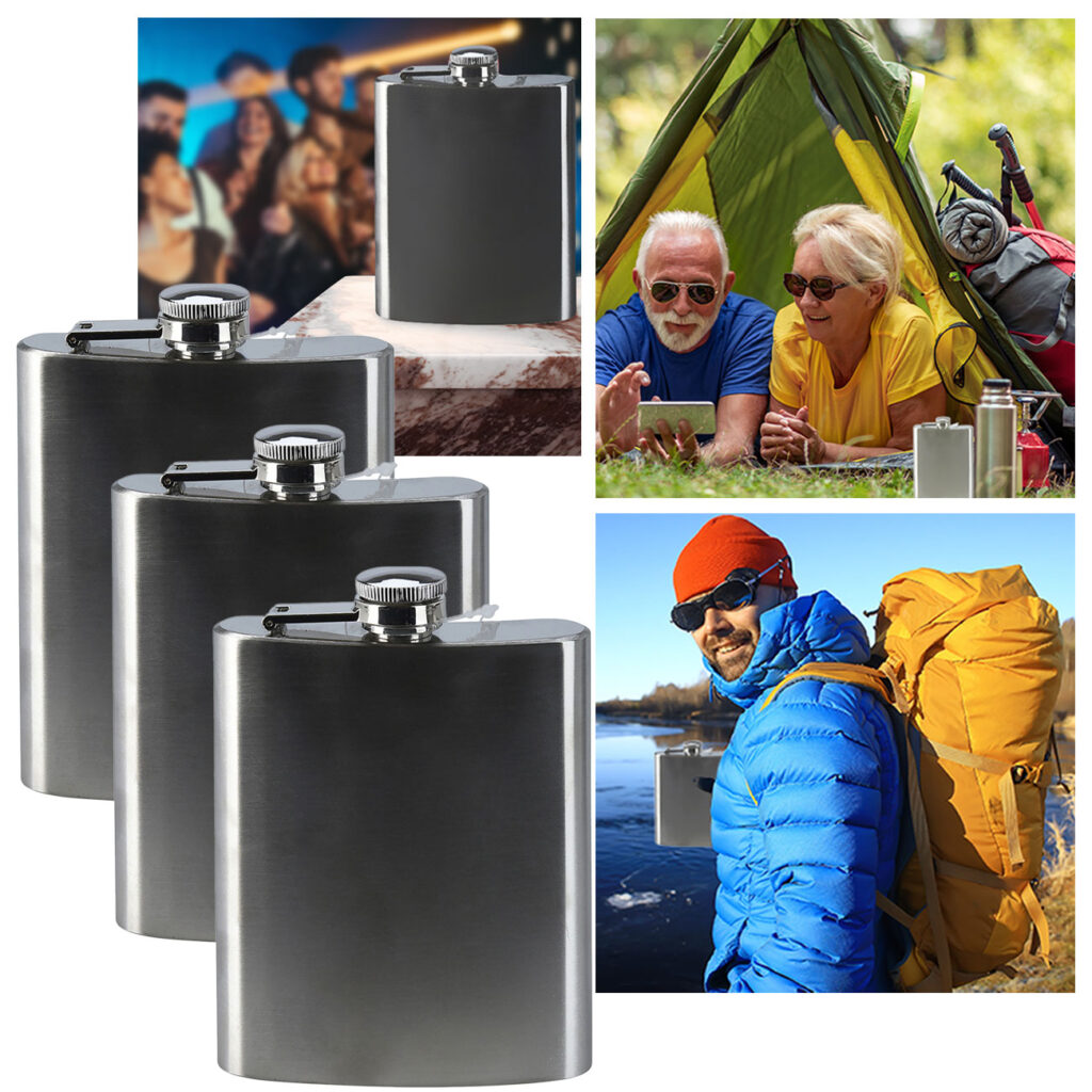 3er-Set Flachmann aus Edelstahl, ca. 200 ml 3er-Set Flachmann aus Edelstahl, ca. 200 ml