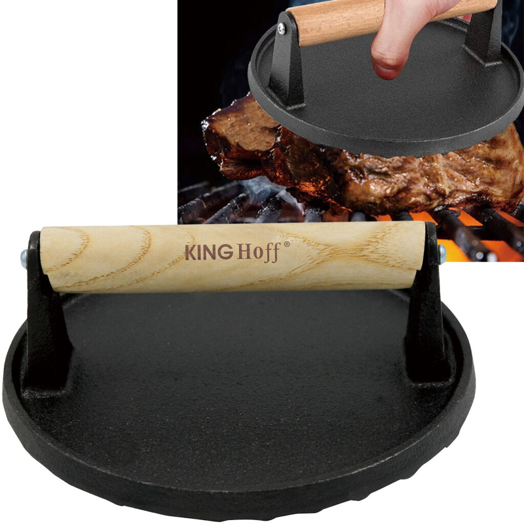 Fleischpresse gusseisern, für BBQ, Burger, Steaks, Ø 17,8cm