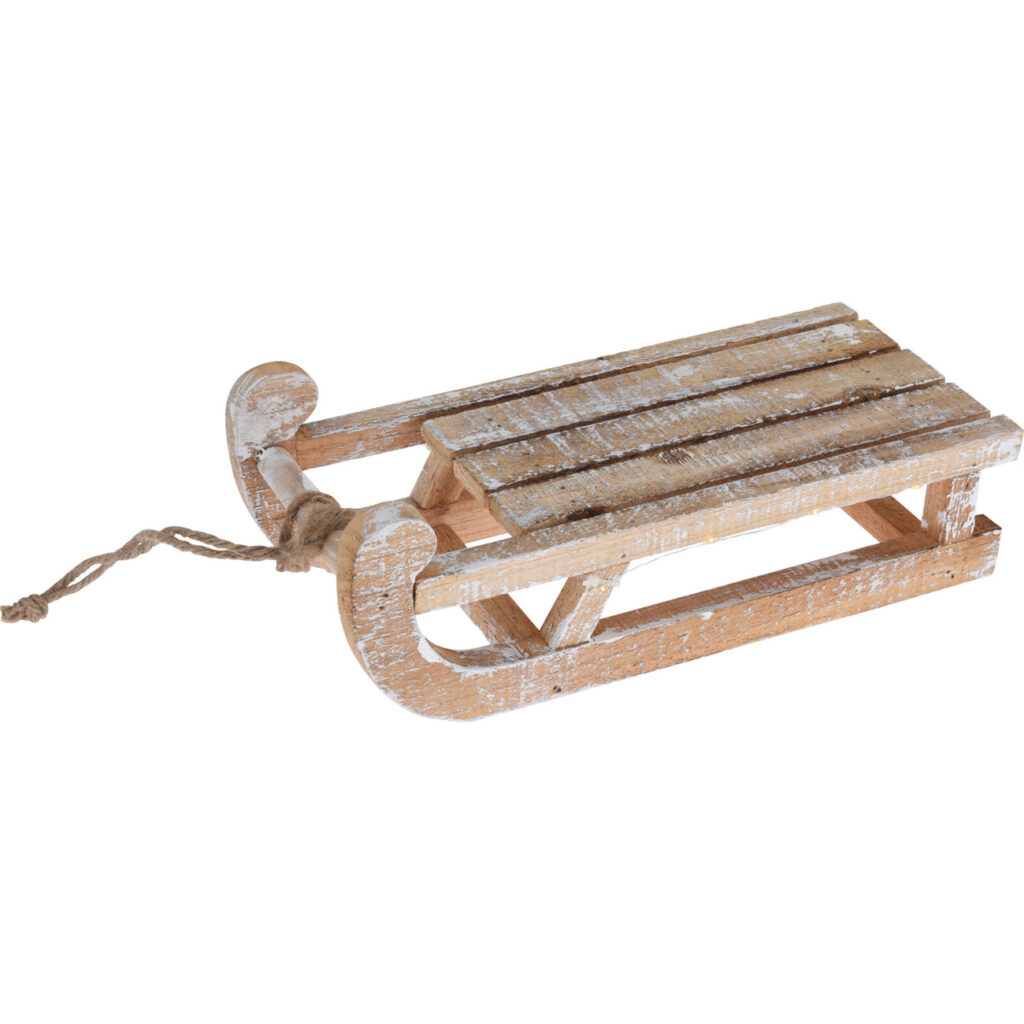 Weihnachtsschlitten, Dekoschlitten mit 25 warmweissen LED-Lichtern, 30 x 14 x 11 cm
