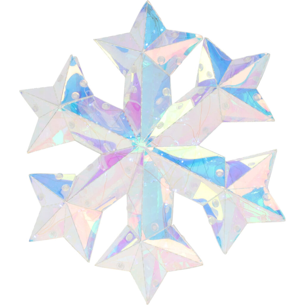 Schneeflocke im Regenbogen-Design mit 30 LEDs, kaltweiss, 27 cm