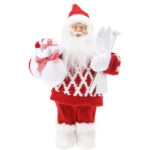 Deko-Weihnachtsmann mit Schneestiefeln und Ski, 20 x 10 x 30 cm