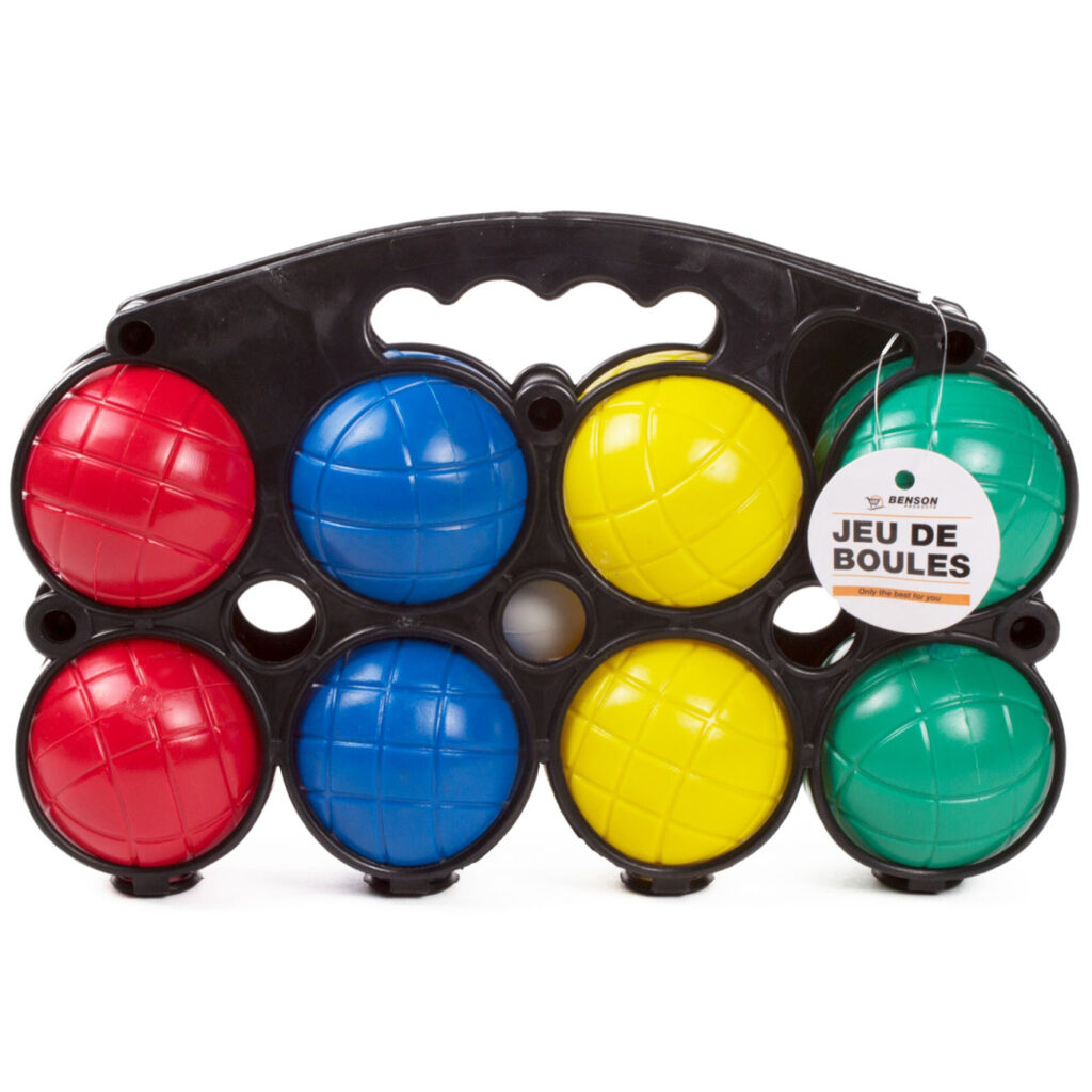 Boule Spiel, 8 Kugeln, Zielkugel und Trage, bunt Boule Spiel, 8 Kugeln, Zielkugel und Trage, bunt