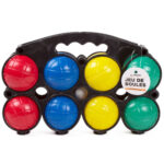 Boule Spiel, 8 Kugeln, Zielkugel und Trage, bunt