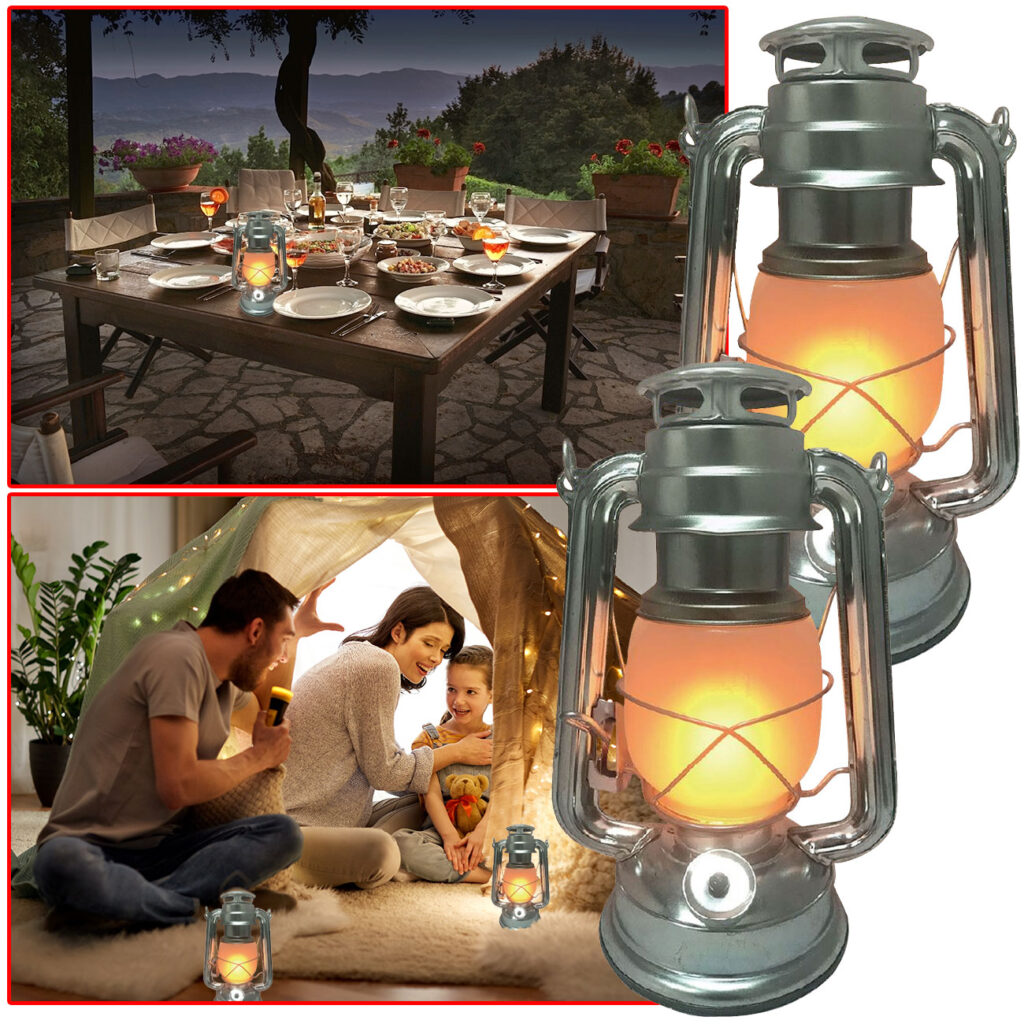 2er-Set LED-Sturmlaterne mit Flammen-Effekt 2er-Set LED-Sturmlaterne mit Flammen-Effekt