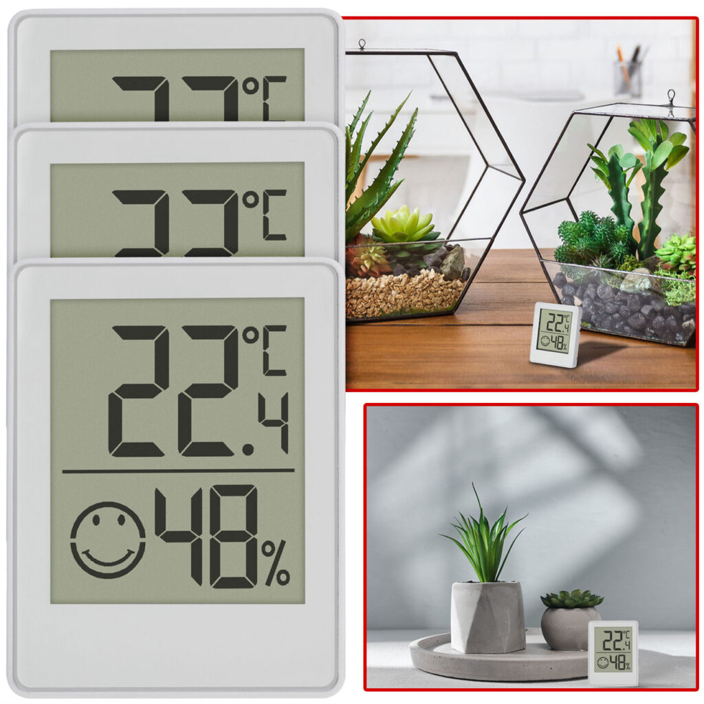 Kompaktes Digitales Thermo-Hygrometer, 3er-Set, 4,5 x 1,2 x 5,8 cm