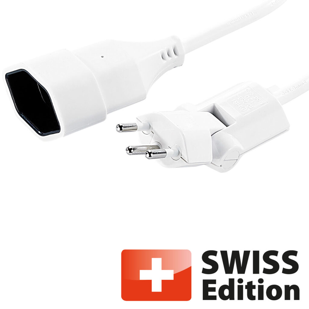 Clip-Clap Verlängerungskabel, Winkelstecker (klappbar), 5 Meter weiss