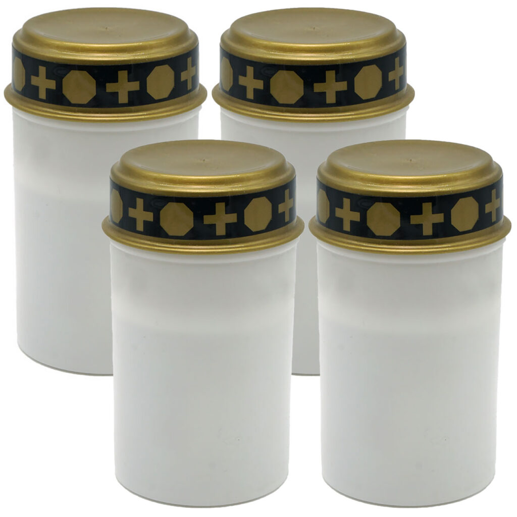 4er-Set LED-Grablicht, batteriebetrieben, weiss-matt, Friedhofskerze