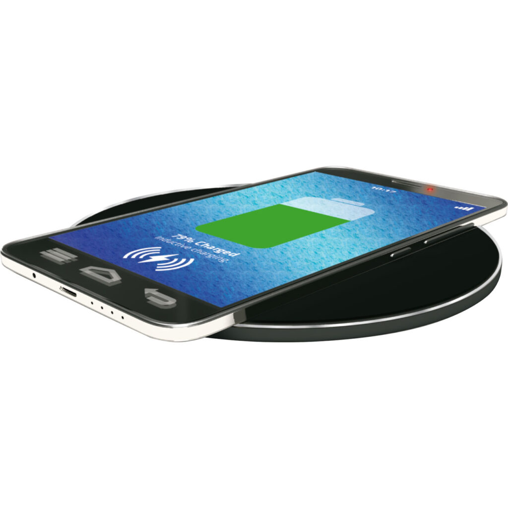 Extraflache Qi-Ladestationen, 15W, Ø 9,8 cm, schwarz