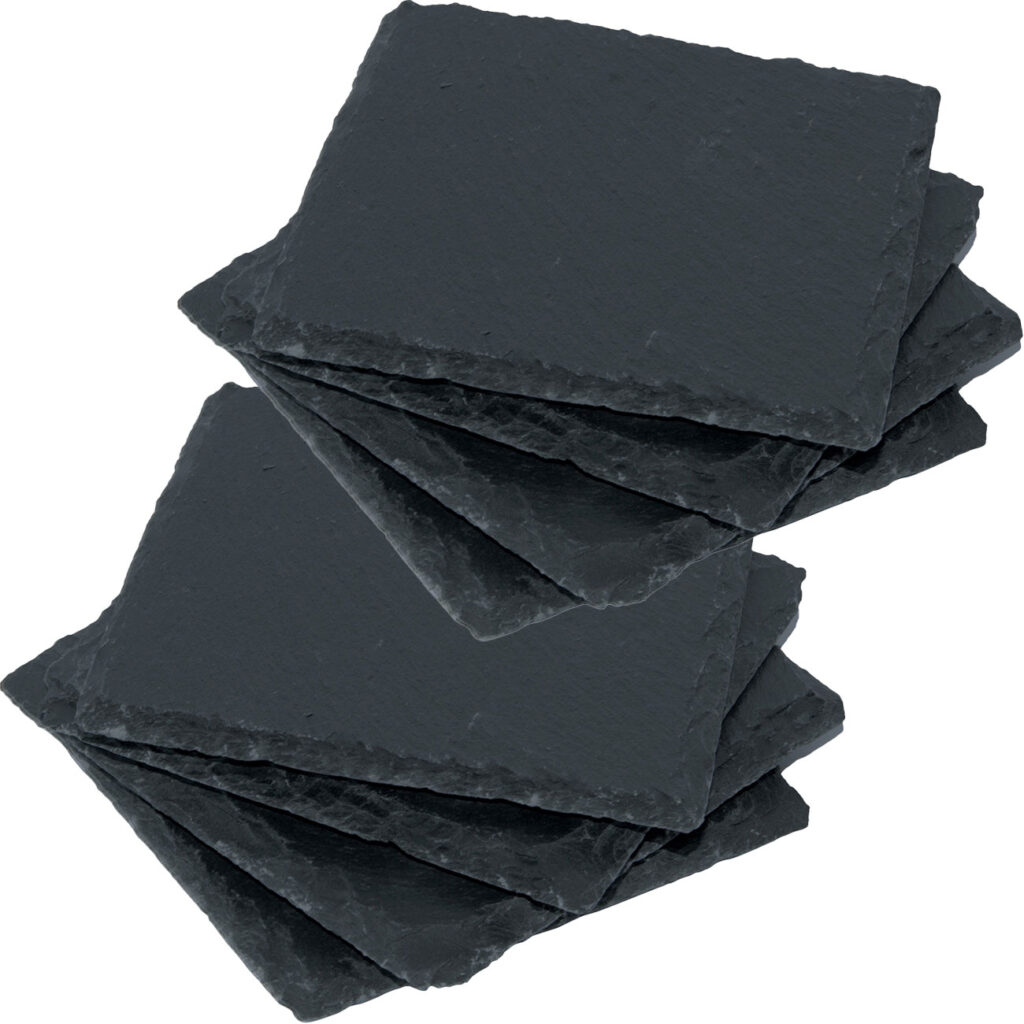 8er-Set Schiefer-Untersetzer, Glasuntersetzer in edler Optik, je 10 x 10cm