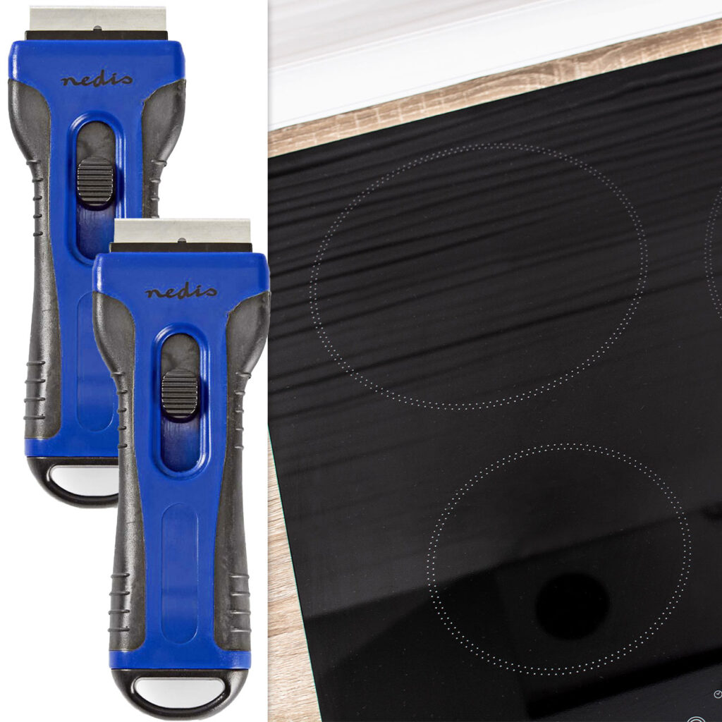 2er-Set Ceranfeldschaber, Kochfeld Schaber, Glasschaber mit Soft-Touch Griff