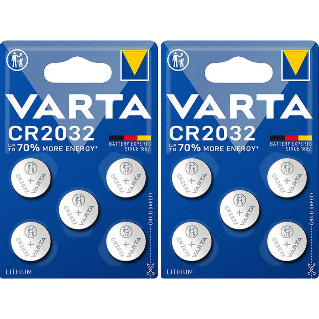 2er-Set Lithium Knopfzelle, CR2032, 3 Volt, 230 mAh (2x 5er-Pack)