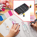 Doppelspitzen-Marker, 6 Stk., fein und breit, warme Farben