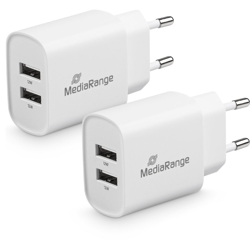 2er-Set USB-Netzteil mit 2 USB-A Anschlüssen, 12W, weiss