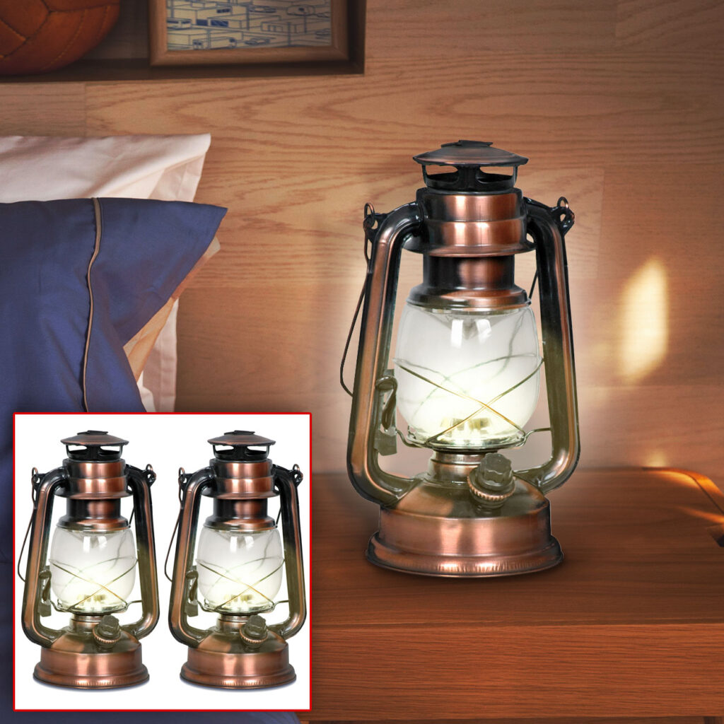 2er-Set LED-Sturmlampe mit Akku, 200 lm, 3 W, warmweiss