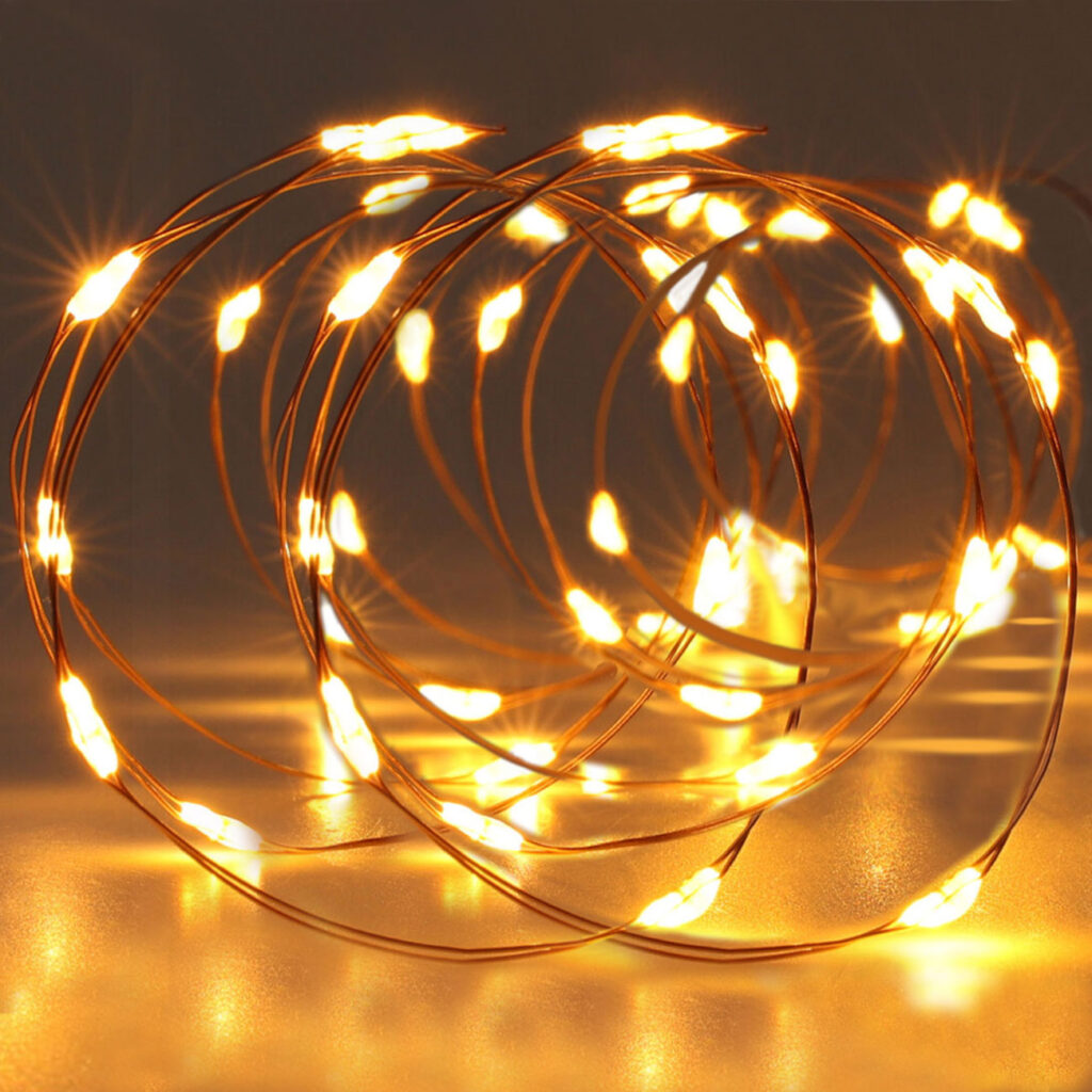 2er-Set Lichterkette, je 40  LEDs, zum Aufhängen, Innenbereich, L 195 cm