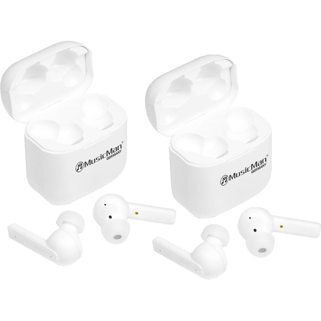 2er-Set In-Ear-Kopfhörer, weiss, kabellos, ANC, Mikrofon, Multifunktionstasten, Bluetooth 2er-Set In-Ear-Kopfhörer, weiss, kabellos, ANC, Mikrofon, Multifunktionstasten, Bluetooth