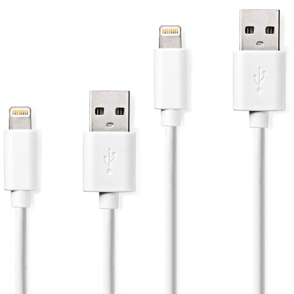 2er-Set iPhone Ladekabel, Lightning Kabel, USB-A, Apple MFi Zertifiziert, 1 m, weiss 2er-Set iPhone Ladekabel, Lightning Kabel, USB-A, Apple MFi Zertifiziert, 1 m, weiss