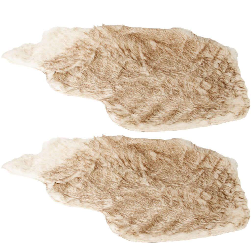 2er-Set Dekoteppich, Kunstfell-Teppich, 60 x 90 cm, beige