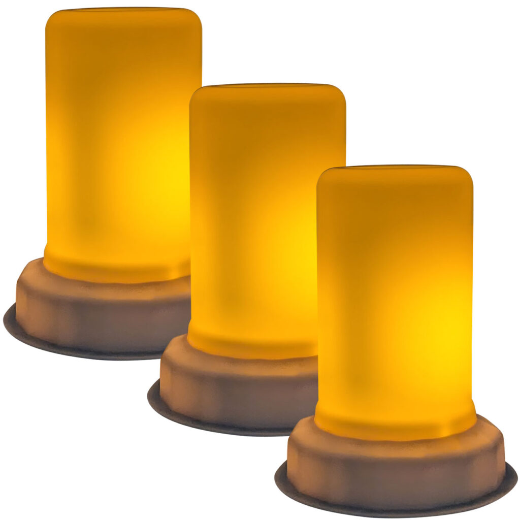 3er-Set LED-Leuchte mit Flammeneffekt als Kerzenersatz, Ø 7,,5 cm x H 9,5 cm