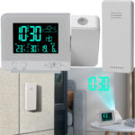 Projektions-Wecker mit Funk-Wetterstation, USB-Port, Aussensensor, weiss
