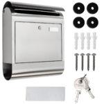 Briefkasten aus Edelstahl mit Zeitungsrolle, 38 x 12 x 425 cm