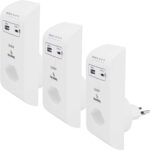 3er-Set Steckdose mit 2x USB-Ladeport, 3.1 A, Timer, Überspannungsschutz, Swiss-Edition