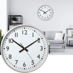 Moderne Wanduhr mit Präzisions-Quarzuhrwerk, 38 cm, silber-weiss