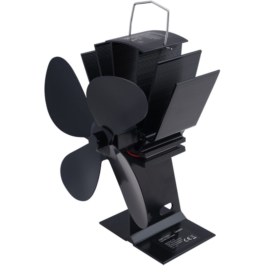 Stromloser Kaminventilator, schwarz, 4 Lüfterblätter, für 65°C – 345°C