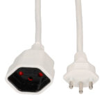 Strom-Verlängerungskabel, 3-polig auf Kupplung, 5 Meter, weiss