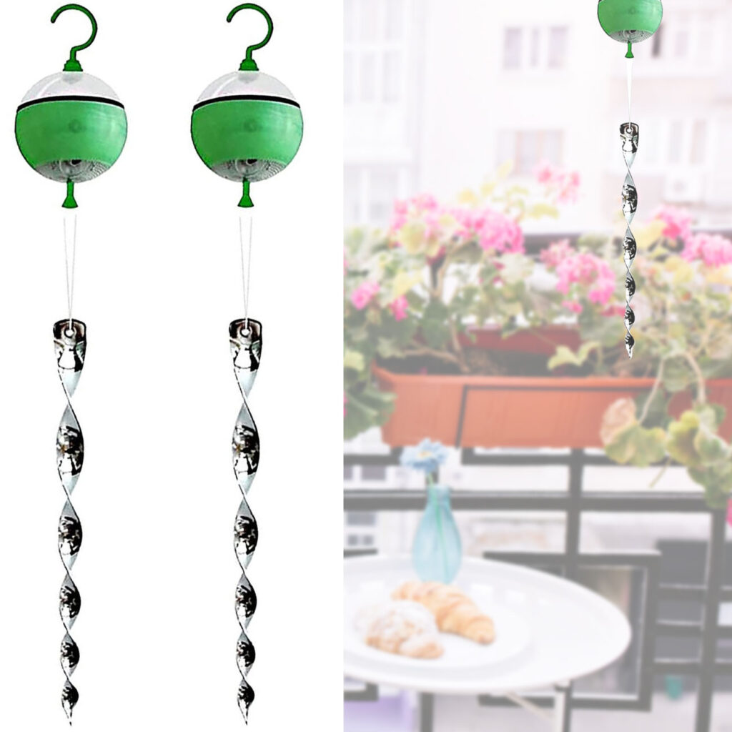 2er-Set Vogelvertreiber mit Ultraschall, zum Aufhängen, je 50 m², Vogelschreck