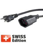 Strom-Verlängerungskabel, 3-polig auf Kupplung, 3 Meter, schwarz