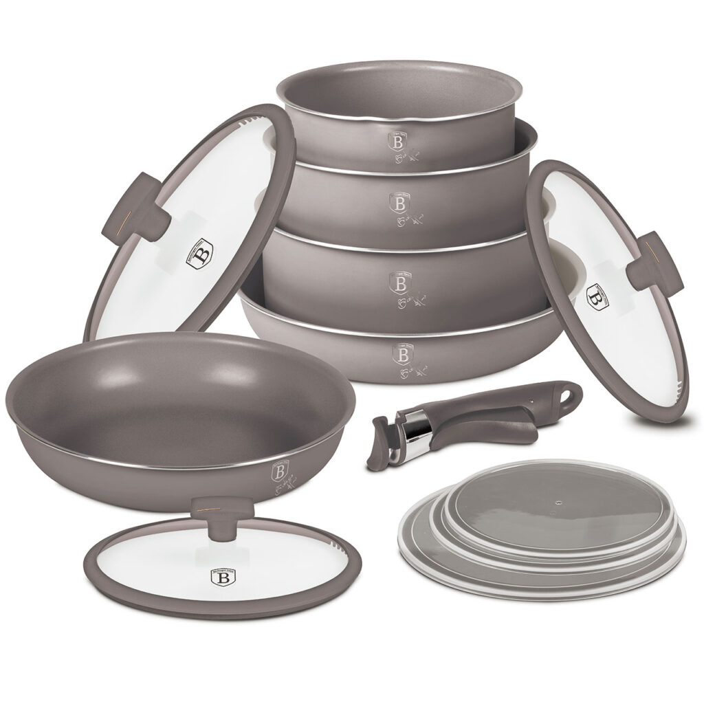 Design Kochset inkl. Smart Lids, 12-teilig, taupe