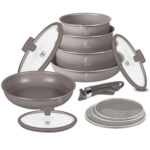 Design Kochset inkl. Smart Lids, 12-teilig, taupe