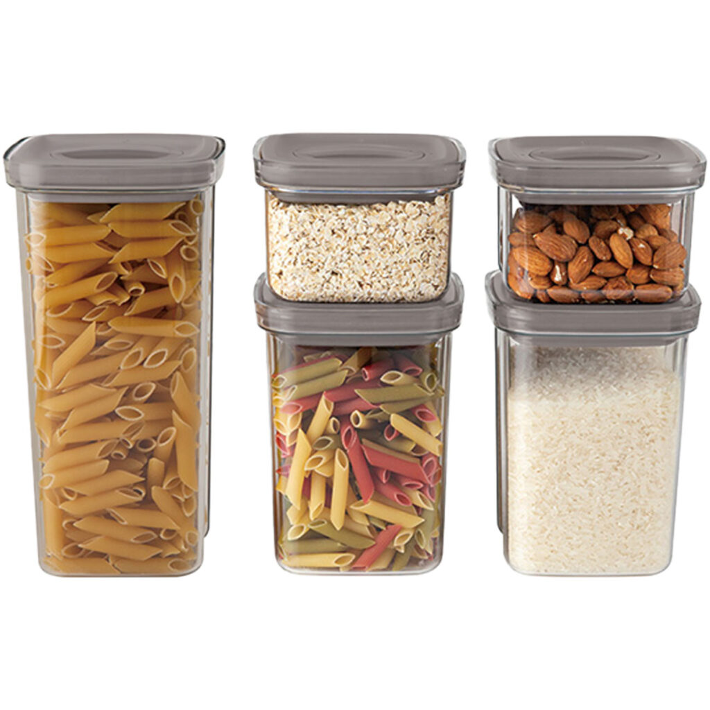 Design Vorratsdosen für Lebensmittel, 5-teilig, taupe